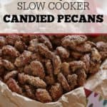These delicious candied pecans are made in the slow cooker. They are perfect for gift giving and making the house smell like Christmas!