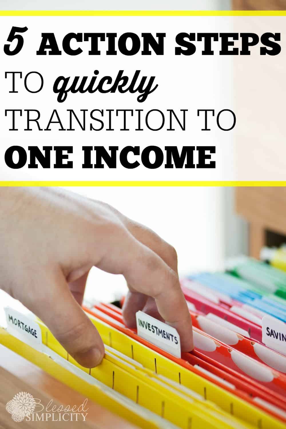 Five action steps you can take right now to transition from two incomes to living on one income, save money, live frugal and become a stay at home mom. #SAHM 