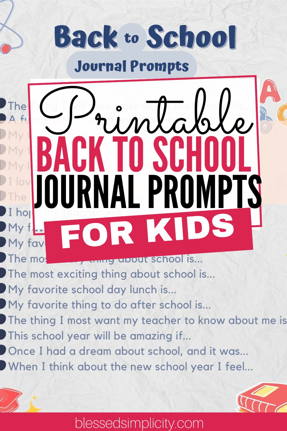 Back to School Journal Prompts for Kids