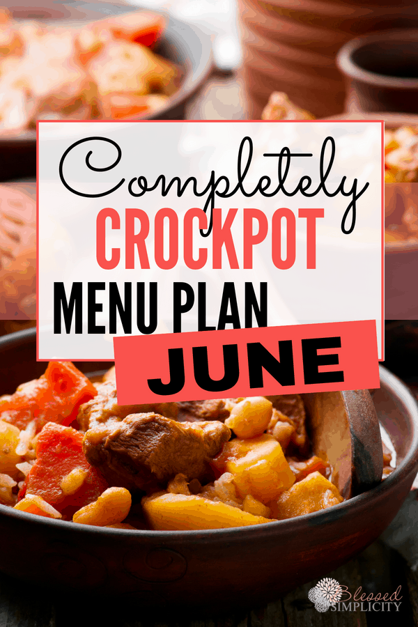 Serve up a months worth of easy crockpot dinners with this completely crockpot menu plan. This variety of slow cooker recipes will keep your family happy every night of the week.