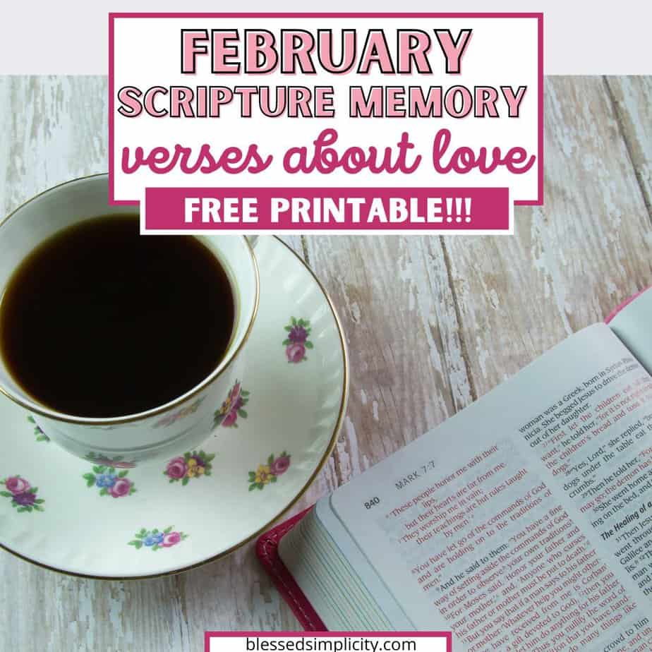 February Scripture Memory Cards  – Verses about Love