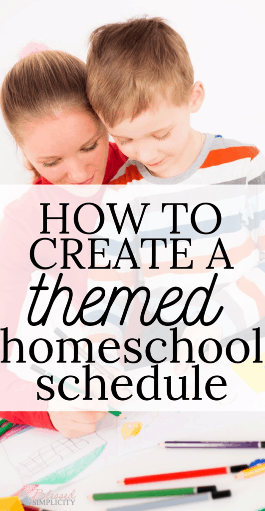 Create a homeschool schedule that works for multiple children, and even large families, by using a themed hour approach.  | homeschool schedule | homeschool planner | homeschool daily routine | homeschool schedule multiple kids | homeschool schedule preschool | homeschool schedule printable | #homeschooling #homeschool #largefamilyhomeschool #timemanagement #homeschoolschedule