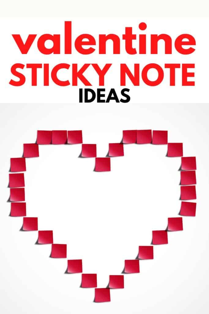 red sticky notes in the shape of a heart on white background for valentines day