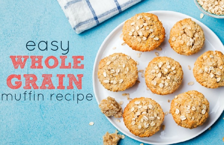 Send your kids out the door with a healthy breakfast with these whole grain muffins. | breakfast muffins | easy muffins recipes | healthy muffins recipes | chocolate chip muffins recipes | banana nut muffins recipes | whole wheat muffins | whole grain muffins recipes | muffin recipes for kids | back to school breakfast | school morning breakfast | breakfast on the go | 